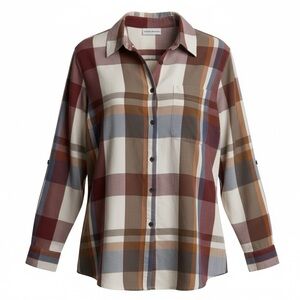 👛(ANY 2/$35) ALFRED DUNNER Plaid Long Sleeved Shirt Metal Buttons.See Video